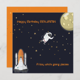 Astronauten Moon Rocket Kids Solar System Spaß fla Karte