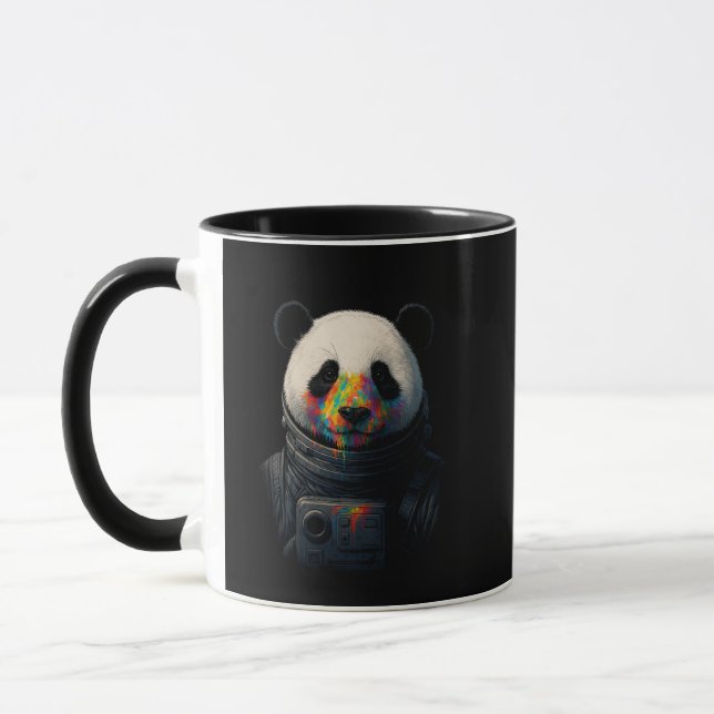 Astronauten-Panda mit Neonfarbspritzer  Tasse (Links)