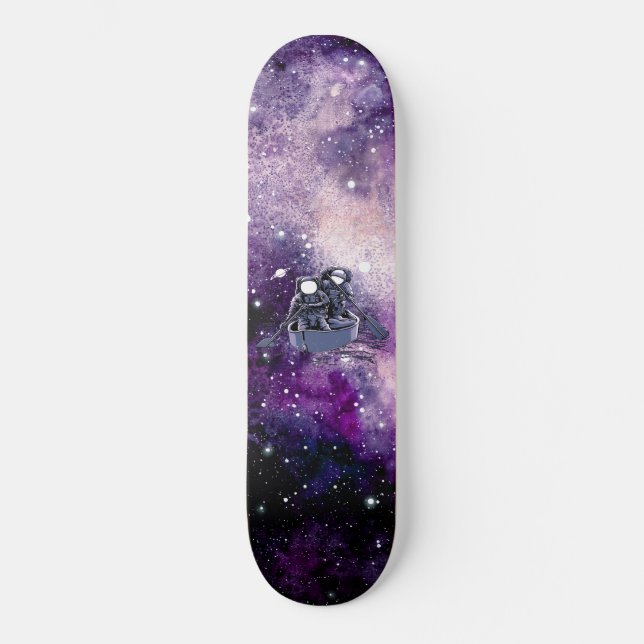 Astronauten planen durch die Weite Skateboard (Vorderseite)