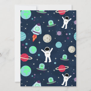 Astronauten Planeten Raketen und Aliens Feiertagskarte