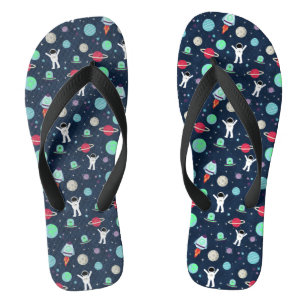 Astronauten Planeten Raketen und Aliens Flip Flops
