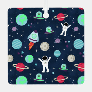 Astronauten Planeten Raketen und Aliens Ornament Aus Metall