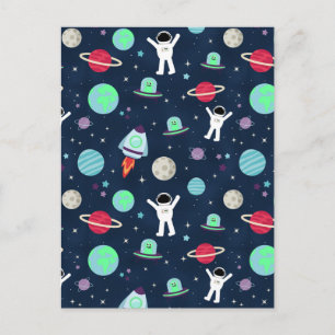 Astronauten Planeten Raketen und Aliens Postkarte