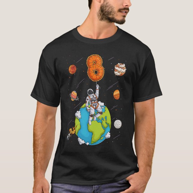Astronauten Raumschiffe 8 Acht Jahre alt 8. Geburt T-Shirt (Vorderseite)