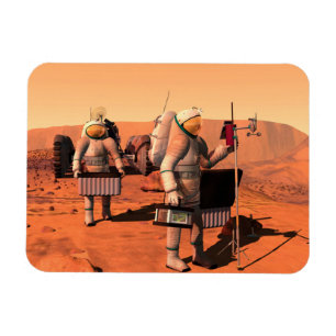 Astronauten richten Wetterausrüstung auf Mars ein. Magnet