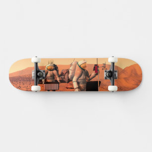 Astronauten richten Wetterausrüstung auf Mars ein. Skateboard
