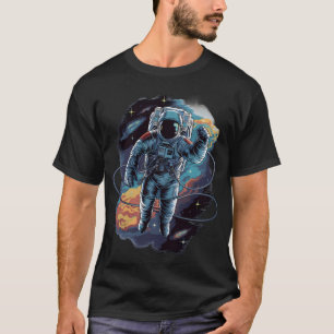 Astronauten schweben im weltraumkosmischen Kunstde T-Shirt