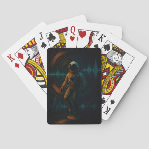 Astronauten schweben in Glitchwave Art und Weise Spielkarten