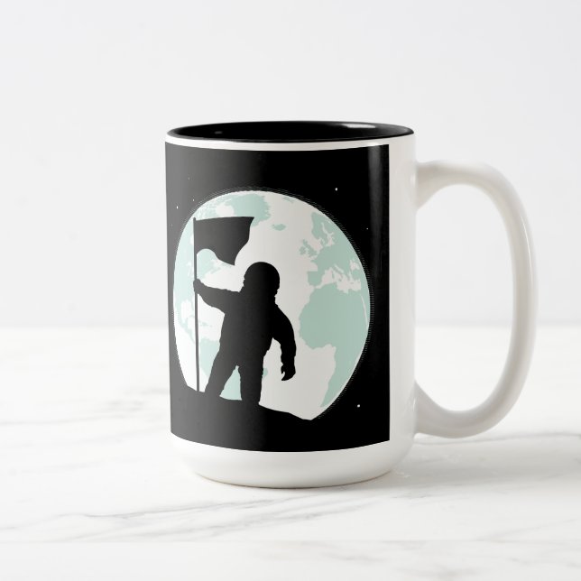 Astronauten-Silhouette Zweifarbige Tasse (Rechts)