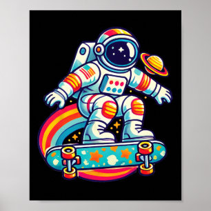 Astronauten Skateboard fahren im Weltraum, auch be Poster