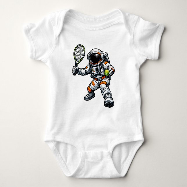 Astronauten Tennis Baby Strampler (Vorderseite)