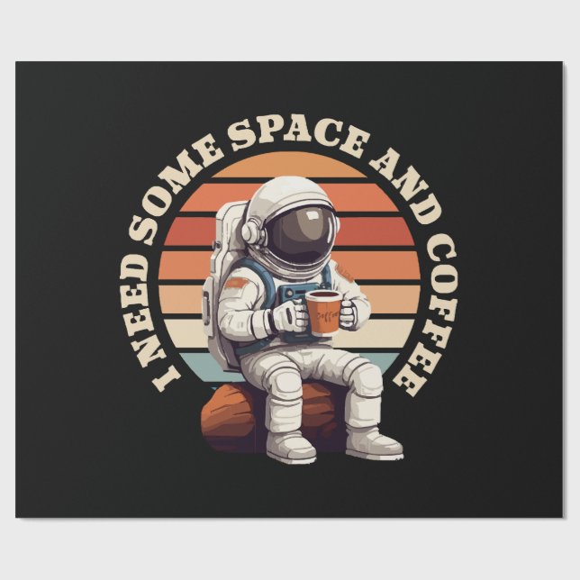 Astronauten trinken Kaffee Geschenkpapier (Flach)