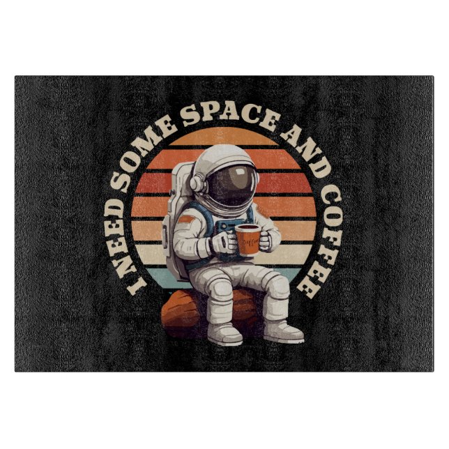 Astronauten trinken Kaffee Schneidebrett (Vorderseite)