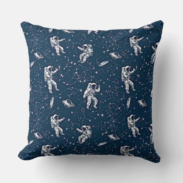Astronauten unter den Sternen und Zodiakern Kissen (Vorderseite)
