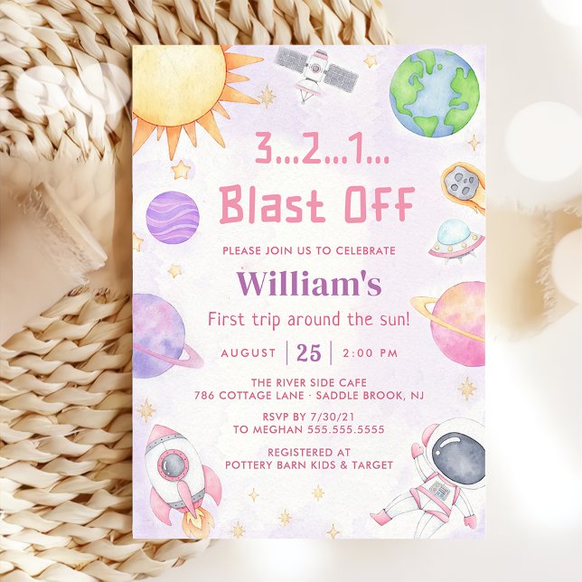 Astronauten Weltraum erste Reise um die Sonne zum  Einladung (Von Creator hochgeladen)