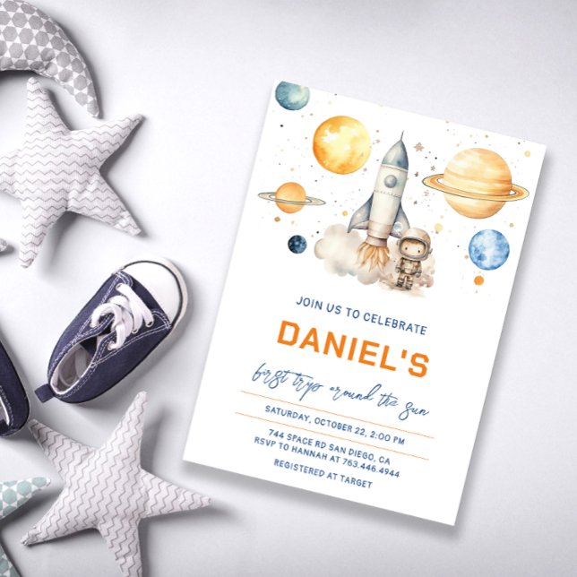 Astronauten Weltraum erste Reise um die Sonne zum  Einladung (Von Creator hochgeladen)