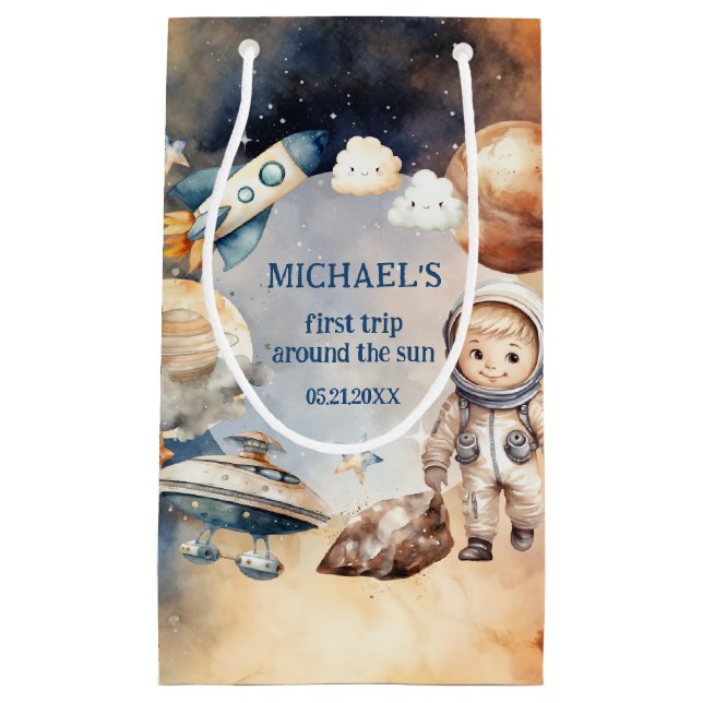 Astronauten Weltraum Erste Reise um die Sonnenkorb Kleine Geschenktüte (Vorderseite)