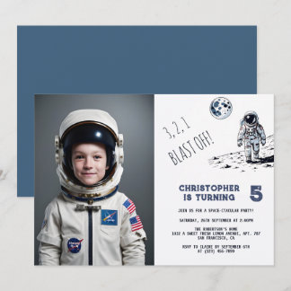 Astronauten Weltraum explodiert Junge Geburtstags- Einladung