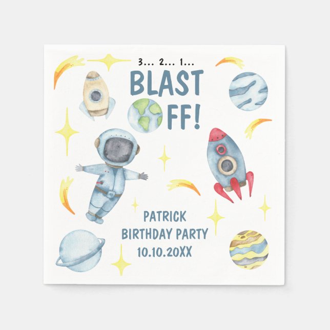 Astronauten Weltraum Geburtstagsfeier  Serviette (Vorderseite)