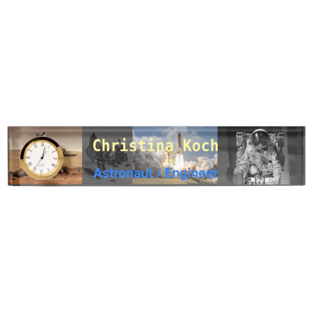 Astronauten Weltraumforschung Gray Thema Custom Namensplakette (Vorderseite)