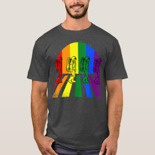 Astronauten zu Fuß LGBTQ Retro Space Rainbow Gay T-Shirt
