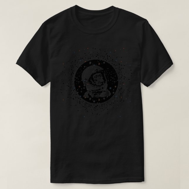 Astronautenaffen im Vintagen Weltraum T-Shirt (Design vorne)