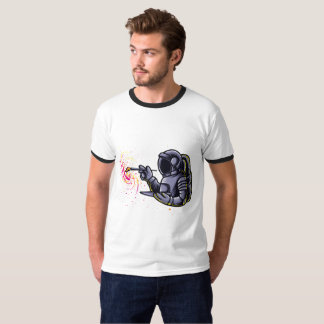 Astronautenfarbe auf der Aufkleber im Weltraum T-Shirt