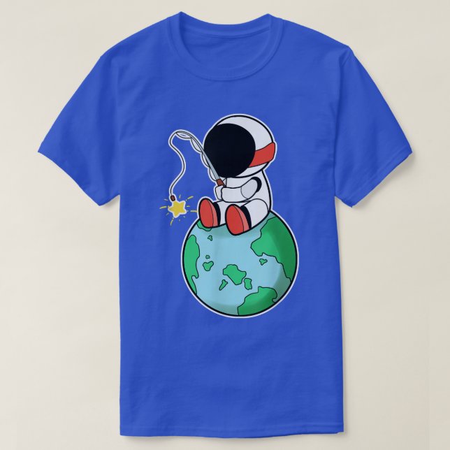 Astronautenfischerei auf dem T - Shirt der Erde (Design vorne)