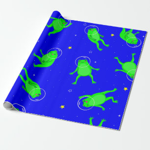 Astronautenfrosch blau geschenkpapier