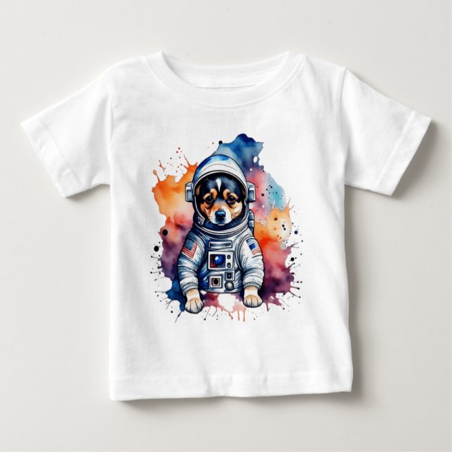 Astronautenhund für niedliche Tiere Baby T-shirt (Vorderseite)