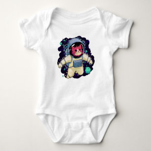 Astronautenkatze farbig baby strampler