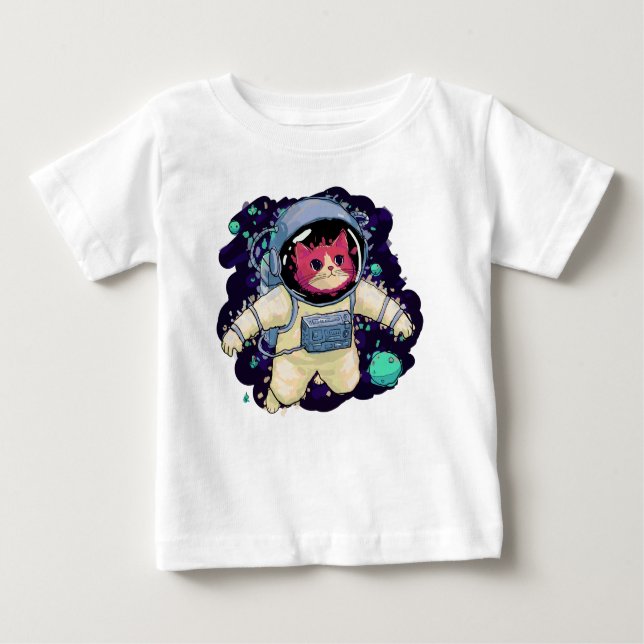 Astronautenkatze farbig baby t-shirt (Vorderseite)