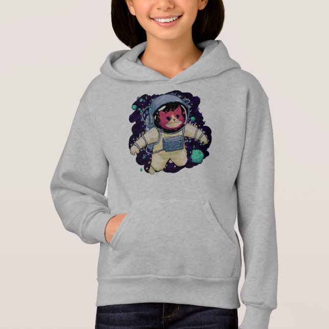 Astronautenkatze farbig hoodie (Vorderseite)
