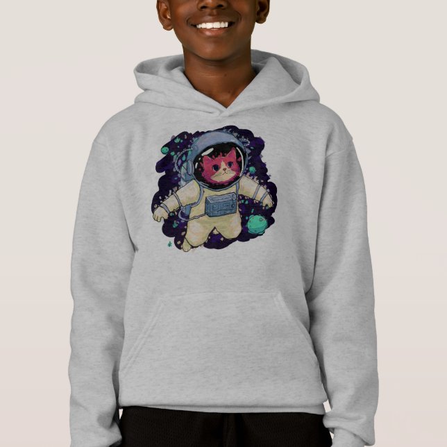 Astronautenkatze farbig hoodie (Vorderseite)