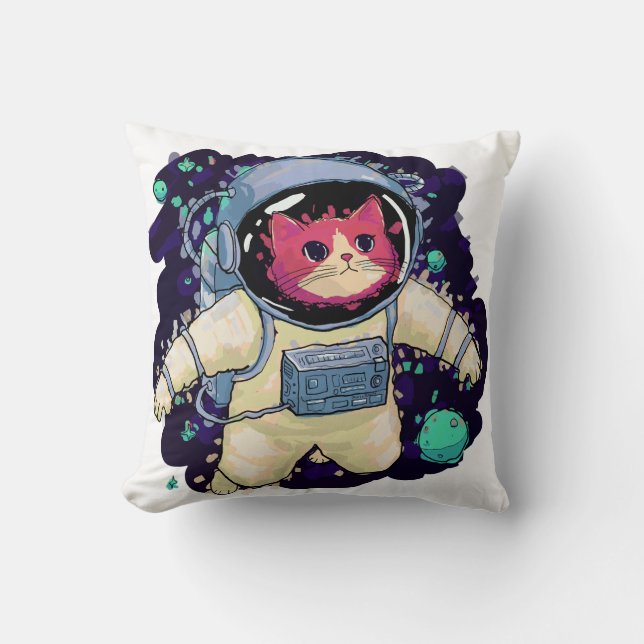 Astronautenkatze farbig kissen (Vorderseite)