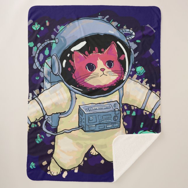 Astronautenkatze farbig sherpadecke (Vorderseite)