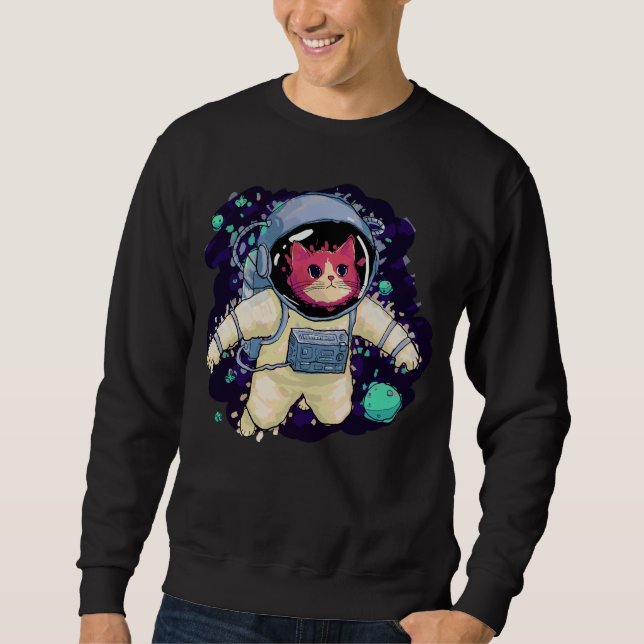 Astronautenkatze farbig sweatshirt (Vorderseite)
