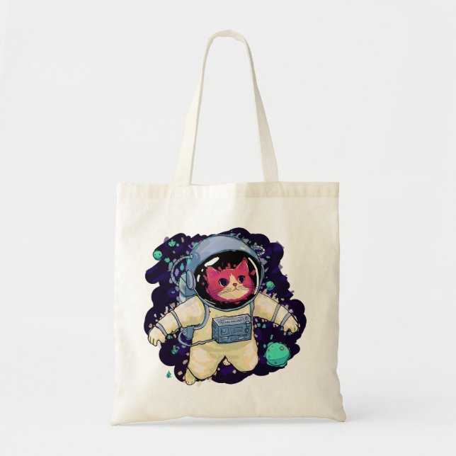 Astronautenkatze farbig tragetasche (Vorne)