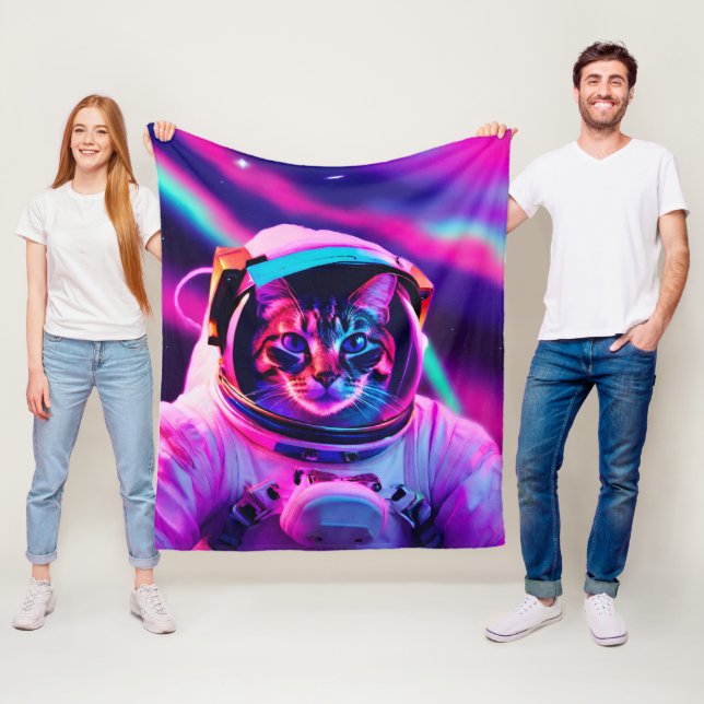 Astronautenkatze Fleecedecke (Beispiel)