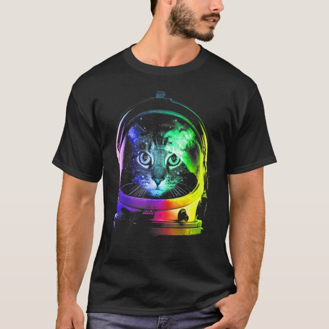 Astronautenkatze für Männer Frauen Kinder T-Shirt (Vorderseite)