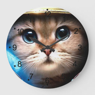 Astronautenkatze Große Wanduhr