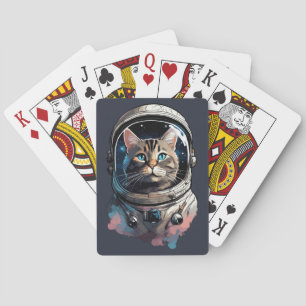 Astronautenkatze im Weltraum Kunst Spielkarten