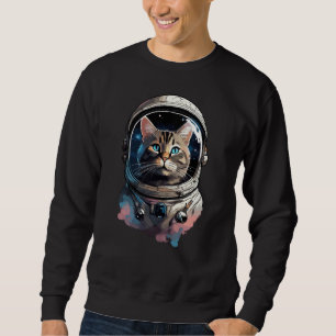 Astronautenkatze im Weltraum Kunst Sweatshirt