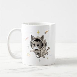 Astronautenkatze im Weltraum Niedliche Katze Kaffeetasse