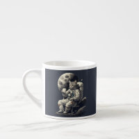 Astronautenkatze mit Kaffee-Cup