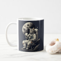 Astronautenkatze mit Kaffee-Cup