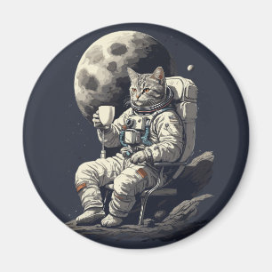 Astronautenkatze mit Kaffee-Cup Magnet