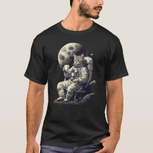 Astronautenkatze mit Kaffee-Cup T-Shirt