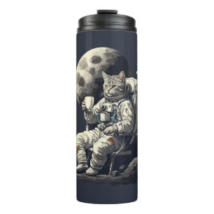 Astronautenkatze mit Kaffee-Cup Thermosbecher
