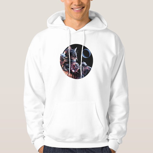 Astronautenkatze mit Planet Hoodie (Vorderseite)